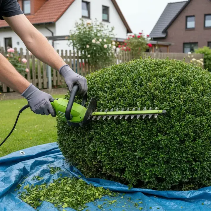 Heckenschnitt mit der elektrischen Heckenschere
